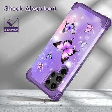 Rancase for Galaxy S23 Ultra 5G Case,Three Layer Heavy Duty Shockproof Full Boby Soft Silicone Rubber Bumper+Hard Plastic Hybrid Protective Case for Samsung Galaxy S23 Ultra 6.8 inch,Dull Purple - Image 3
