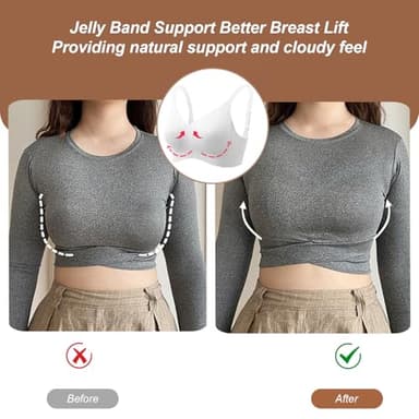 OEAK Womens Wireless Bras Push Up Support Full Coverage Bralettes No Underwire Bra Comfortable Everyday Seamless Tshirt Bras White M - Image 4