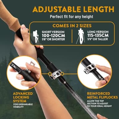 Hiker Hunger Folding Walking Stick, Folding Trekking Poles, Hiking Sticks Foldable Hiking Poles for Men Walking Sticks for Seniors Trekking Poles for Hiking Collapsible Walking Sticks (Gray, Small) - Image 4