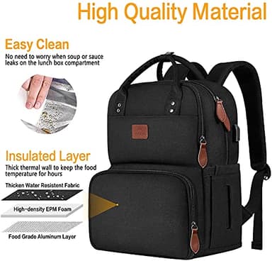MATEIN Work Backpack for Women, Insulated Cooler Backpacks with Lunch Box, 15.6 Inch Laptop Backpack with USB Port Reusable Water Resistant Tote Food Bag for College Beach Camping Picnics Womens Gifts - Image 4