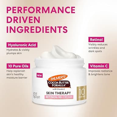Palmer's Cocoa Butter Formula Face Cream, Skin Therapy Retinol-10 Moisturizer, 2.7 Oz, Vitamin E & Hyaluronic Acid, Helps Reduce Fine Lines & Uneven Skin Tone, 48Hr Moisture, Dermatologist Approved - Image 4
