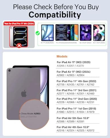 CHESONA for iPad Air 11 Inch Case with Keyboard M3/M2 (2025/2024), 7-Color Backlight, Multi-Touch Trackpad, 2 Wireless Channels, for iPad Pro 11 (4th/3rd/2nd/1st Gen) & iPad Air 5th & 4th Gen, Black - Image 2