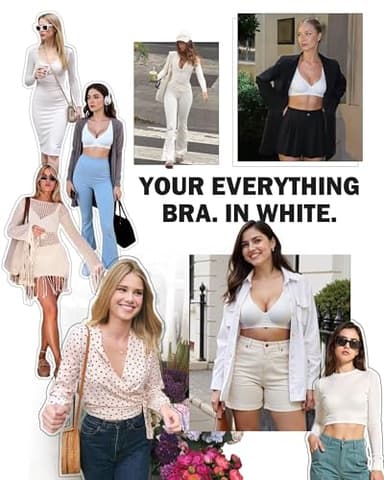 Vertvie Jelly Wireless Bras for Women Push Up Plunge Seamless T-Shirt Bras No Underwire Supportive Full Coverage Bralettes(White,Medium) - Image 2