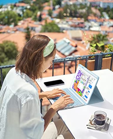 GreenLaw Keyboard Case for iPad 9th 8th 7th Generation 10.2 inch, 7 Color Backlit, Stain Resistant Cover, 2-Devices Connection Keyboard for iPad Air 3rd Gen. iPad Pro 10.5, Light Blue - Image 8