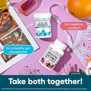 Physician's CHOICE Probiotics 60 Billion CFU - 10 Strains + Organic Prebiotics - Immune, Digestive & Gut Health - Supports Occasional Constipation, Diarrhea, Gas & Bloating - for Women & Men - 60ct - Image 7