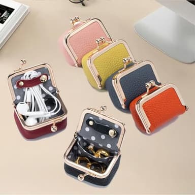 2025 New Leather Mini Jewelry Box, Vintage Jewelry Boxes for Women, Havethedare Mini Jewelry Travel Case Organizer, Jewelry Pouch for Earrings Rings, Portable Tiny Jewelry Storage Box (Blue) - Image 5