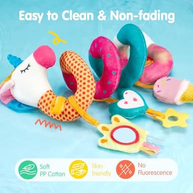 hahaland Car Seat Toys for Babies 0-6 Months Girl - Baby Toys 3-6 Months - Rattle, Mirror, Crinkle, Squeaky Carseat Stroller Toy 0-6 Months Developmental Newborn Baby Girl Birthday Gifts - Image 8