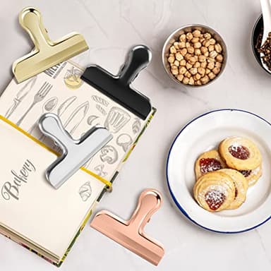 Bag Clips, Heavy Duty Stainless Steel Chip Clips, 8 Pack Food Bags Clamp Great for Kitchen Office to Seal Coffee Bags, Paper Sheets - Pack of 8 - Image 6