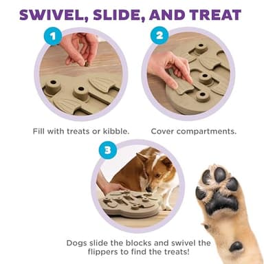 Outward Hound by Nina Ottosson Dog Hide N' Slide Treat Puzzle Enrichment Toy, Level 2 Intermediate, Tan, Composite - Image 3
