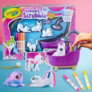 Crayola Scribble Scrubbies Tub Set (4 Pets), Holiday for Kids, Washable Pet Care Toy, Coloring Animal Craft, Stocking Stuffer Toys for Girls & Boys, 3+ - Image 3