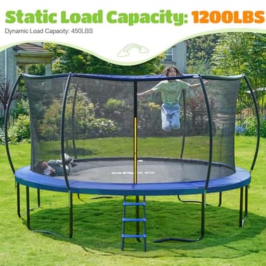 ORCC 1200LBS Weight Capacity Trampoline 16 15 14 12 10 8FT Without Basketball Hoop Water Sprinkler Spiral Ground Stakes Outdoor Yard Trampolines for Kids Adults - Image 2