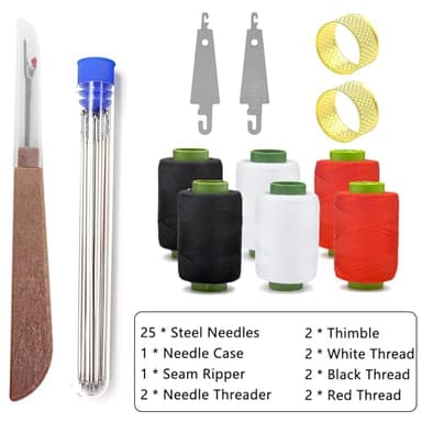 37Pcs Sewing Tool Set, Big Eye Steel Sewing Needle Kit, Threader and Needle Repair Kit Stainless Steel Needles for Hand Sewing - Image 6