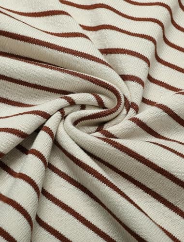 COOFANDY Men's Striped Knit Polo Shirt Short Sleeve Button Down Knitting Golf Shirts Classic Fit Shirts, Beige, Large - Image 5