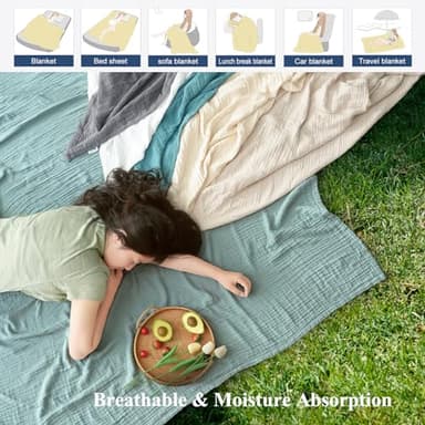 David's Home Ultra Soft Cooling Muslin Blanket Queen, 60% Rayon Derived from Bamboo 40% Cotton, Breathable Lightweight Cozy Gauze Layer for Hot Sleepers All Season,Elegant Home Decoration,Light Tan - Image 8