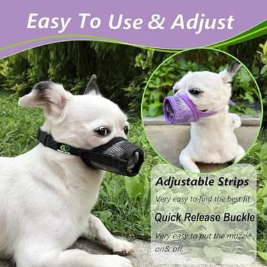 MOIILAVIN Dog Muzzle 2PCs, Soft Air Mesh Breathable for Barking, Grooming, Biting, Chewing - Small Medium Breeds, Barkless Stop Puppy Eating Poop&Rocks XXS XS S (Pink, Black) - Image 6