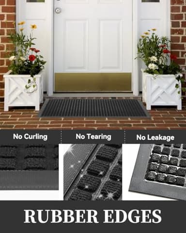 MontVoo-Door Mat Outside Entrance Outdoor Indoor Front Doormat for Entryway-Welcome Mat Durable Rubber Backed Entry Mat Non Slip Dirt Trapper Absorbent-Black 17’’x30’’ - Image 6