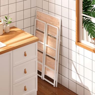 4NM No Assembly Folding Bookshelf, 3-Shelf 42.1" H Collapsible Foldable Bookcase Storage for Small Spaces, Natural White - Image 4