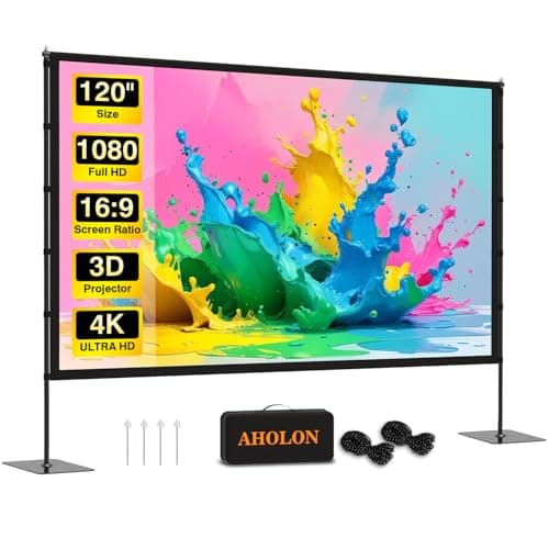 Outdoor Projector Screen with Stand - 120 inch Portable Projector Screens Indoor Outdoor Projector Screen 16:9 4K HD Outdoor Movie Screen with Carry Bag,Enioy Home Theater Projection Screen. - Image 1