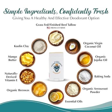 Dr. Dave's Primal Essence Extra Strength Tallow Deodorant - Aluminum-Free - Baking Soda, Beeswax, Coconut Oil, and Mango Butter - Sweet Orange and Bergamot Deodorant for Men and Women - Image 3
