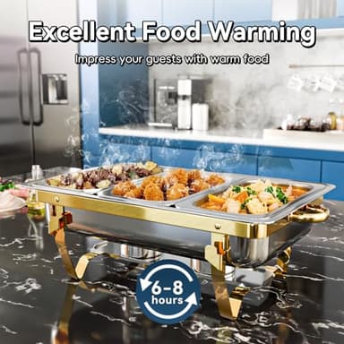 Amhier 9Qt 4 Pack [Multiple Food Pans Combo] Chafing Dishes for Buffet | High Grade [Durable and Hard] Chafing Dish for Parties, Events & Weddings, Indoors & Outdoors - Image 6