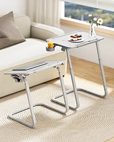 SAIJI TV Tray Table - Heavy Duty Extra Large TV Tray, Upgraded TV Dinner Trays for Eating Snack Food, Tilt & Height Adjustable TV Tray Laptop Desk for Sofa & Bedside Small Table - Image 2