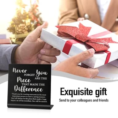 PUVOXHO Never Forget You Are The Piece That Made The Difference Black Stainless Steel Office Desk Sign Decor, Thank You Gifts for Boss Supervisor Counselor Mentor, Going Away Gifts for Friend Coworker - Image 4