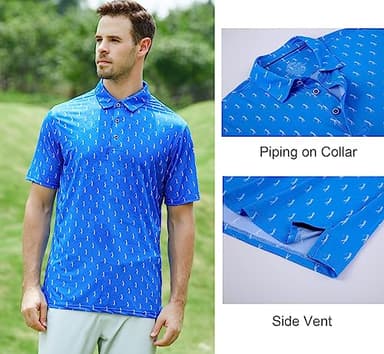 Alex Vando Mens Golf Shirt Moisture Wicking Quick-Dry Print Performance Polo Shirts for Men,Royal Sweep Men,XL - Image 3