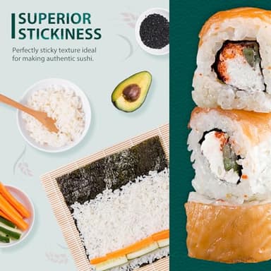 Soeos Sushi Rice 2 Pound, Short Grain Gluten-Free White Japonica Rice, Perfect for Sushi Rolls, and Mochi - Image 6
