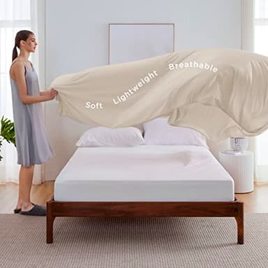 Bedsure Beige Cooling Blanket Queen Size for Hot Sleepers - Summer Cold Blanket for Queen Size Bed with Rayon Derived from Bamboo, Ice Cool Cold Arc-Chill Thin Summer Bedding Essentials, 90x90 - Image 7