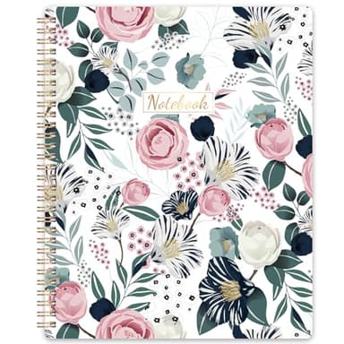 Spiral Notebook - Notebooks Spiral Bound, 8.5" * 11", Journal Notebook with Thick Paper & Back Pocket, 110 Pages, with Twin-Wire Binding, Journals for Women, College Ruled Notebooks - Floral - Image 1