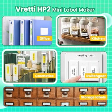 vretti Label Maker Machine with Tape, HP2 Portable Bluetooth Label Printer for Storage, Shipping, Barcode, Office, Home, Organizing Mini Sticker Label Maker with Multiple Templates (Green) - Image 6