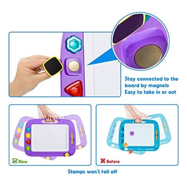 SGILE Large Magnetic Drawing Board - 4 Colors 16×13in Writing Painting Doodle Pad with 4 Stamps for Toddlers, Learning Educational Toy Etch Sketch Gift for 36+ Month Kids Girls Boys, Purple - Image 4