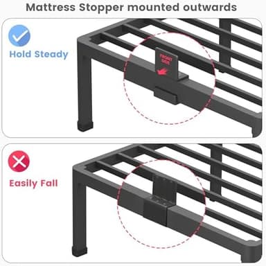 Superay 4 Inch King Bed Frame Low Profile, Heavy Duty Metal Platform Bed Frame with Round Corner Legs, Sturdy Mattress Foundation, No Box Spring Needed, Easy Assembly, Noise Free, Black - Image 7