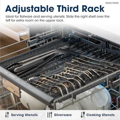 Sharp SDW6736MS 24-inch Stainless Steel Dishwasher, Third Rack, Library Quiet 47 dB, Power Wash Sprayer - Image 3