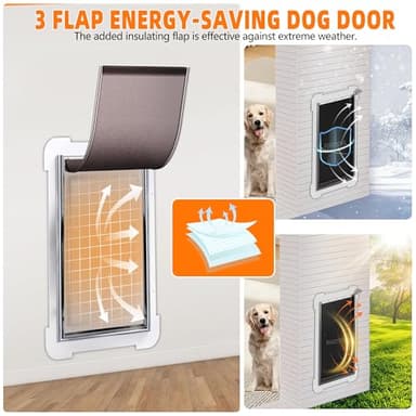 MIAOTONG 3-Flap Dog Door for Wall, Energy-Efficient Insulated Pet Door for Wall, Aluminum Lock Doggy Door for Wall,Steel Frame and Telescoping Tunnel Dog Doors(Pets Up to 220 Lb) -X-Large - Image 5