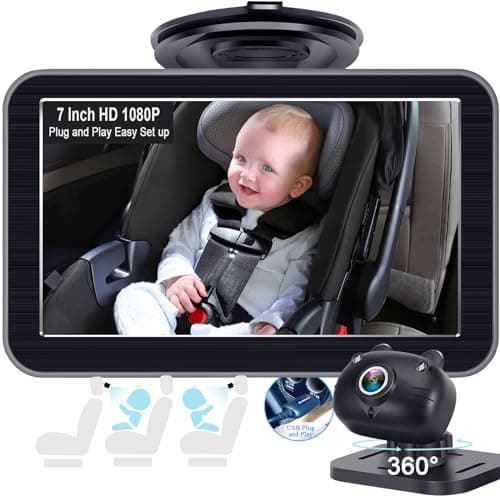 DoHonest Baby Car Camera 7-Inch: USB Plug and Play Easy Setup 360 Degree Rotating Backseat Camera Two Kids HD 1080P Rear Facing Car Seat Cameras Clear Night Vision -V9 - Image 1