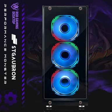 STGAubron Gaming PC Computer Desktop, AMD Ryzen 5 5500 up to 4.2GHz, GeForce RTX 3050 6G, 32G DDR4, 1T SSD, WiFi 6 5G & BT 5.2, RGB Fan x6, Windows 11 Home - Image 2