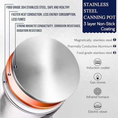 Canning Pot-Canning supplies starter kit, Stainless Steel Canning Tool Kit，Water bath canner with rack for canning. - Image 2