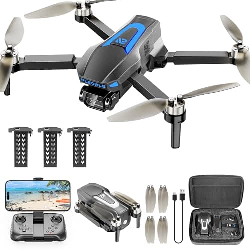 PLEGBLE Drones with Camera for Adults 4K, Brushless Motor Drone for Kids Beginners, FPV Foldable RC Quadcopter with 3 Batteries, 45 Mins Long Flight Time, Beyond-Range Loss Alert, Toys Gifts for Men Boys - Image 1