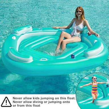 Jasonwell Floating Island Pool Float - Inflatable 4-Person Swimming Pool Lounger Raft River Lake Floaties Relaxation Water Floats with Cupholders Big Multi Person Tropical Party Toys for Adults - Image 5