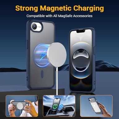 Temdan for iPhone 16e Case[Compatible with MagSafe] [Military-Grade Drop Protection] [Anti-Fingerprint] [Anti-Scratch] Slim Silky-Soft Touch Translucent Matte Sleeve Case 6.1 inch, Blue - Image 4
