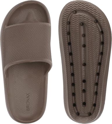 BRONAX Slides for Women and Men Pillow Slippers House Home Summer Garden Spa Bathroom Sandals Comfy Cushioned Thick Sole 40-41 Chocolate - Image 6