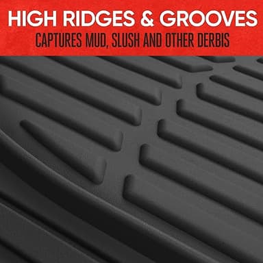 Motor Trend - MT-923-BK 923-BK Black FlexTough Contour Liners-Deep Dish Heavy Duty Rubber Floor Mats for Car SUV Truck & Van-All Weather Protection, Universal Trim to Fit - Image 3