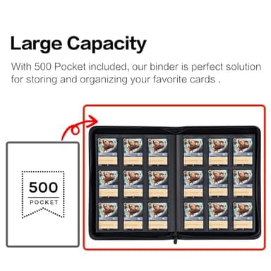 Binder for Lorcana Cards, Premium 9 Pocket Trading Card Album with 500 Pockets & Playmat Compatible with Lorcana Cards, Tokens and Rules sheet - Classic Black - Image 4