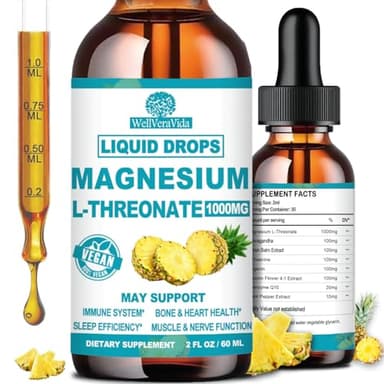 Magnesium L-Threonate Liquid, Triple Sleep Magnesium Threonate w. Apigenin, Theanine, Lemon Balm High Absorption Liquid Magnesium Threonate Supplement for Sleep Memory Calm Brain Nerve Muscle - Image 1
