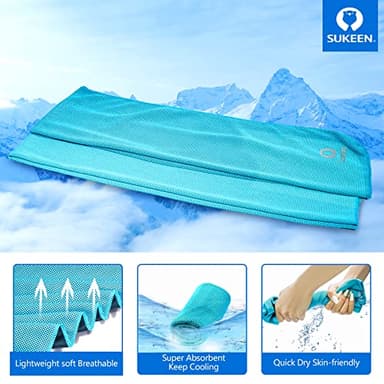 Sukeen Cooling Towel for Neck and Face (40"x12"),Ice Towel,Soft Breathable Chilly Towel,Microfiber Towel for Yoga,Sport,Running,Gym,Workout,Camping,Fitness,Workout & More Activities… - Image 2