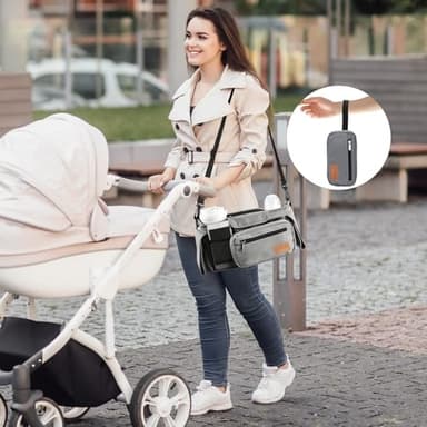 Momcozy Universal Stroller Organizer with Insulated Cup Holder Detachable Phone Bag & Shoulder Strap, Fits for Stroller like Uppababy, Baby Jogger, Britax, BOB, Umbrella and Pet Stroller - Image 7