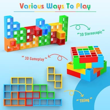 iuuoi 70Pcs Tetra Board Game for Kids & Adults 4-8 8-12, Team Building Blocks Stacking Game, Stacking Balance Toy for Family Friend, 2 Players+ Family Games - Image 5