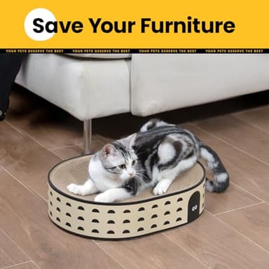 Conlun Oval Cat Scratcher Bed, 2-in-1 Cat Scratching Board, Natural Corrugated Cardboard Scratch Pad Lounge, Sealed Base Traps Debris,No Assembly Kitty Furniture,Stylish Colors Blends Any Home Decor - Image 7