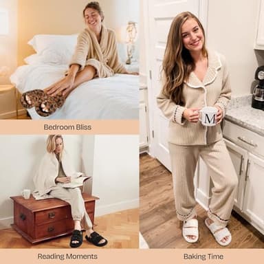 EverFoams Womens Fuzzy Open-toe Slippers Soft Comfy Memory Foam Indoor House Shoes Matt Black,7-8 US - Image 8